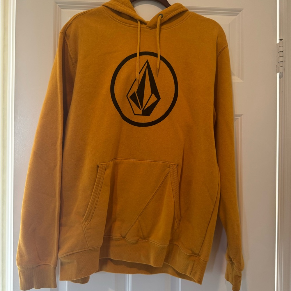 Volcom Men's Yellow Hoodie with Black Logo